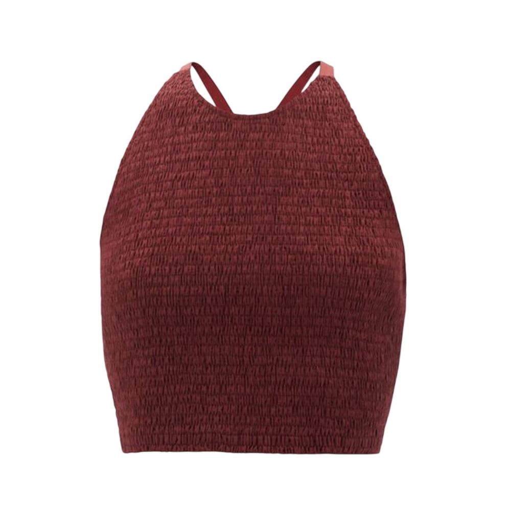 Three Graces London Shirred Burgundy Agnes Crop Top Size 6 UK / 2 US